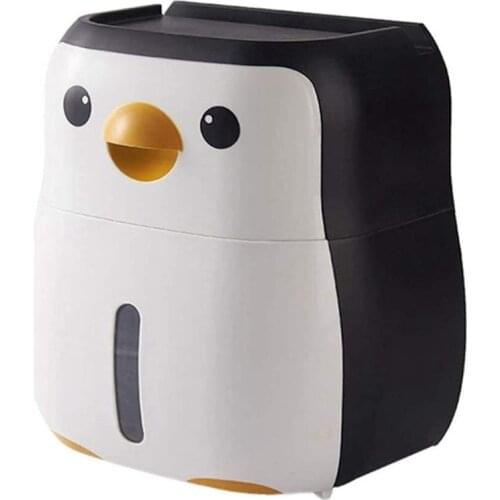 Tissue Box,Waterproof Penguin Paper Box Wall-Mounted Toilet Paper Holder Phone Tissue Drawer Storage Box for Bathroom