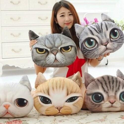 Creative Simulation Animals Cat Dog Head Plush Sofa Pillows Soft Stuffed Hold Car Pillow Cushion Toys