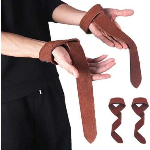 Cow Leather Lifting Straps with for Grip Support Deadlift Bodybuilding Barbell Training Wrist Wraps Weightlifting Wristband