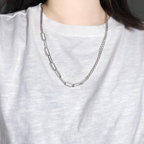 Fashion hip-hop thickness stitching hollow chain necklace street men and women titanium steel necklace hot sale
