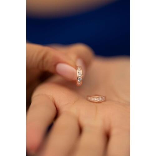 SRO Fashion Zircon Stone Rose Plated Sterling Silver Italian Earrings Modern Design Premium Jewelry For Women Hand Made