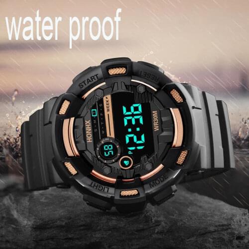 Ins Digital Display Black Gold Mens Sports Electronic Watch Environmental Protection Material Waterproof and Drop-proof Watch