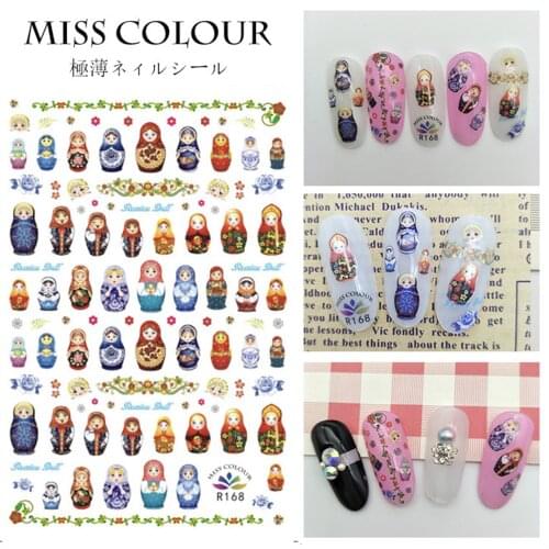 R-165 Russian nesting doll Hollow doll 3D Back glue Nail decal Nail sticker Nail decoration Nail art Nail tool Nail ornament
