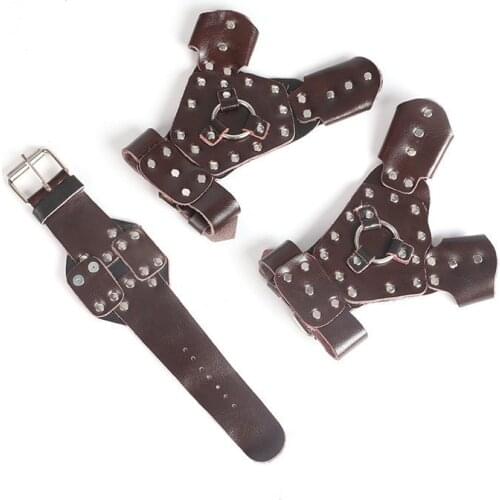 Fishing Cowhide Handguard Wristband Steel for Left or Right hand Outdoor Slingshot Hunting Accessories