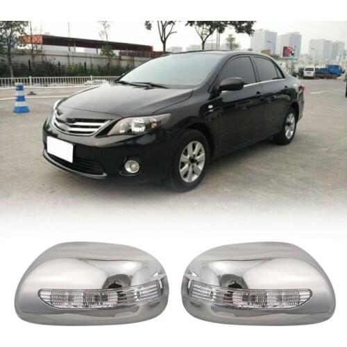 NEW-Car Chrome Side Led Light Rearview Mirror Covers Molding Trims for Toyota Corolla 2009-2013