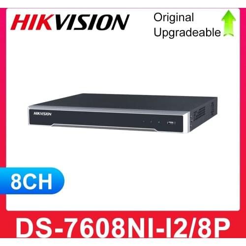 Hikvision Original NVR DS-7608NI-I2/8P 8CH 8 POE NVR for POE Camera 12MP Max 2 SATA Network Video Recorder