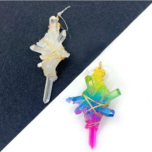 Natural Stone Pendant Necklace Jewelry Multicolor Crystal Reiki Stone DIY Making Necklace Healing Stone Accessories Wholesale