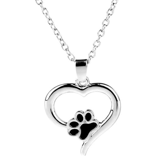 Pet Memorial Jewelry Always in my Heart Dog Cat Foot Pet Paw Prints Heart Pet Lover Pendant Necklace Animal Keepsake Charms