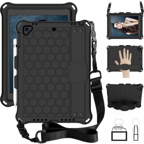 Kids Safety Protect Case For iPad Mini Air 1 2 3 4 5 Pro 9.7 10.5 11 2017 2018 2020 2019 10.2 Handheld Cover with Shoulder Strap