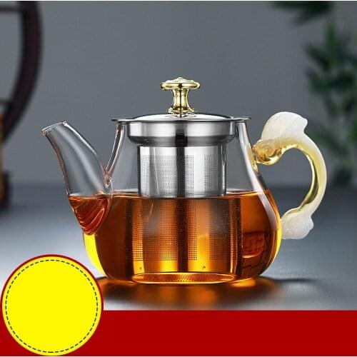 Transparent Borosilicate Glass Teapot Heat-Resistant Large Clear Tea Pot Flower Tea Set Puer Kettle Office Home Tool