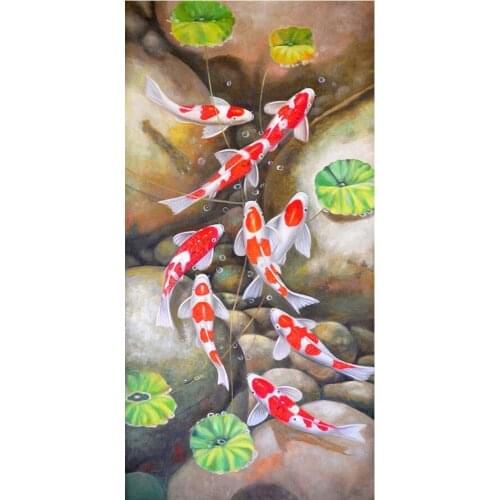 Pond Carp Diamond Painting Animal Fish Round Full Drill Nouveaute Hallway DIY Mosaic Embroidery 5D Cross Stitch Home Decor
