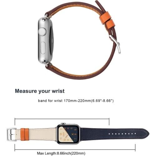 Goosuu Genuine Leather Strap for Apple Watch Band 44mm 40mm Iwatch 38mm 42mm Single Bracelet for Series 6 5 4 3 2 SE Wristband