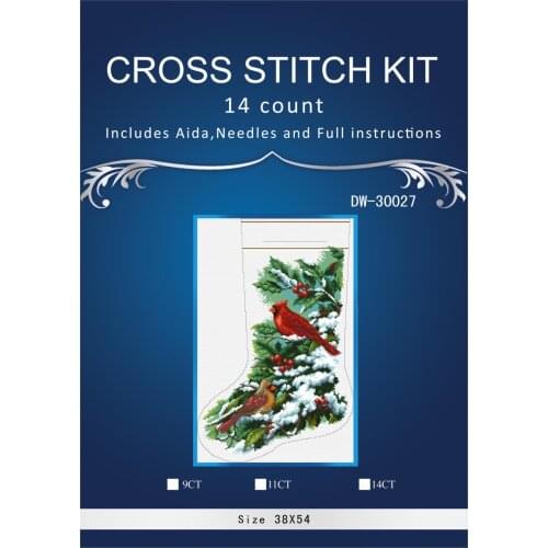 Oneroom Snow bird christmas sock Embroidery Crafts Needlework 14CT Unprinted Arts Cross Stitch Kits DMC DIY Quality