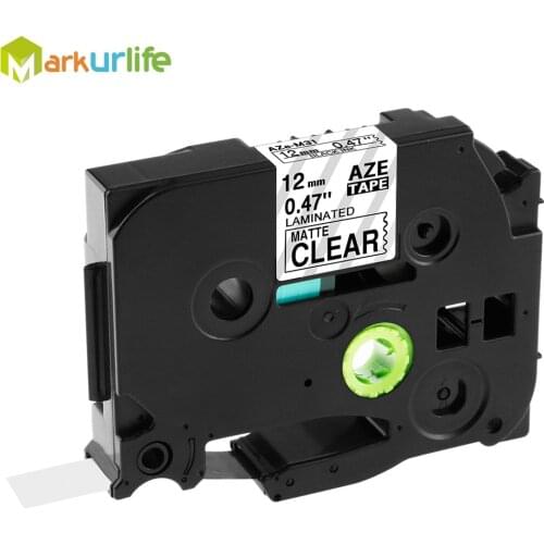 Compatible TZeM31 TZe-M31 TZM31 Laminated label Black on Matt Clear for Brother P-touch Label Makers Tz-M31 (12mm x 8m, 1 Pack)