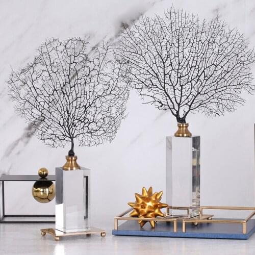 Modern Sea Tree Ornaments Square Crystal Figurines Craft In Hotel Home Living Room Decor Accessories House Soft Ornament