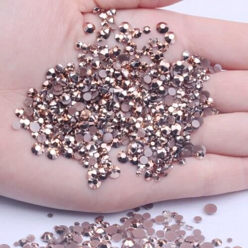 Resin Rhinestones Non Hot Fix Copper AB 500/1000pcs 2-6mm Round Flatback Diamonds Appliques For Craft Fabric Wedding Dresses