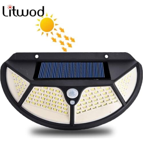 Solar Light Outdoor Led Wall Lamp 3 Mode Motion PIR Sensor Street Light SMD2835 102 Built in Battery Sunlight Powered Waterproof