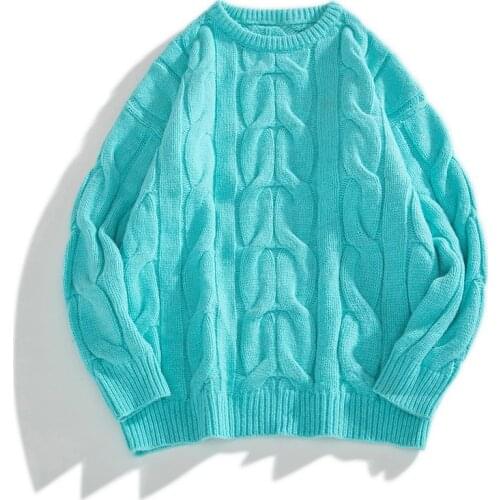 New Solid Color Oversize Pullover Sweaters Men Fashion Casual Winter Mens Sweater Tops Homme New Trend O-neck Sweaters Autumn