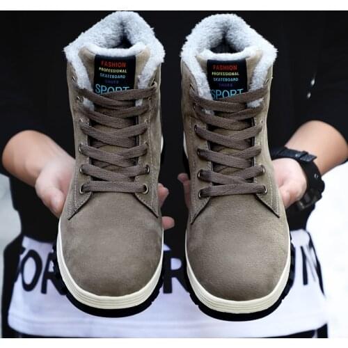 Warm Boots Shoe Man leather Winter Sneakers Scarpe Uomo Men Sport Shoes Male Snow Boots Rubber Platform Wear-resistant Non-slip