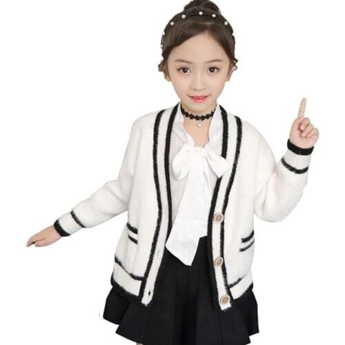 Girls Knitted Coat Solid Sweater Coat Girl Spring Autumn Kids Jacket Casual Style Kids Clothing 6 8 10 12 14