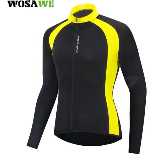 WOSAWE Men Cycling Jersey Mesh Long Sleeves Fit Comfortable Sun-protective Road Bike Tops MTB Jacket Quick Dry Breathable
