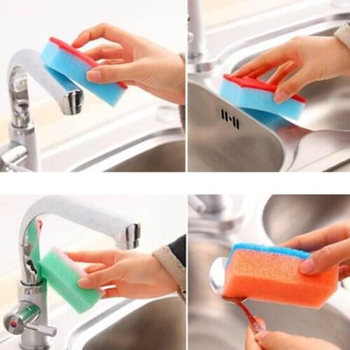 1Pcs Sponge Cleaning Tools Multi-Functional Kitchen Bathroom Magic Sponge Rub Washing Dishes Color Random