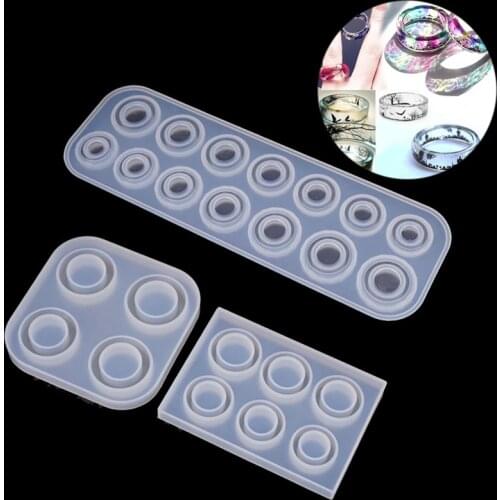 1PC Flat and Diamond Rings Collection Silicone UV Jewelry Molds Pendant Jewelry Tools UV Resin Mold Jewelry Accessories