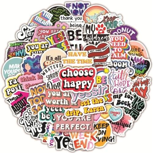 10/30/50pcs Color Inspirational Text Travel Suitcase Phone Cool Decals Fridge Laptop Home Luggage Stickers Diy Kids Girl Toy