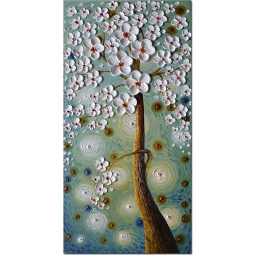 3D Palette Knife Colorful Rich Tree Decorative Art Painting on Canvas for Home Decor Abstract Oil Painting Still Life Handmade