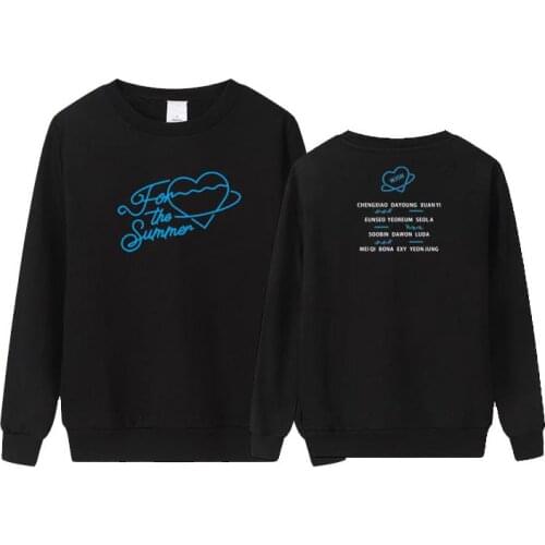 Kpop Wjsn Album for The Summer All Member Names Printing O Neck Pullover Hoodies Unisex Loose Thin Wjsn Sweatshirt