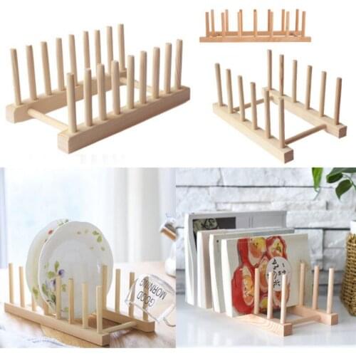 Bamboo Dish Pot Lid Shelf Rack Dishes Plate Drainboard Drying Drainer Storage Rack Pan Cover Stand Kitchen Cabinet Organizer #2