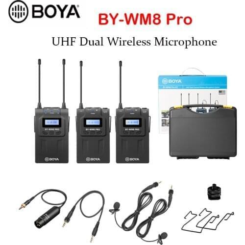 BOYA BY-WM8 Pro K1 K2 BY-WM4 Pro Microphone UHF Dual Wireless Condensador Microfone Interview Mic for iPhone DSLR Video Camera