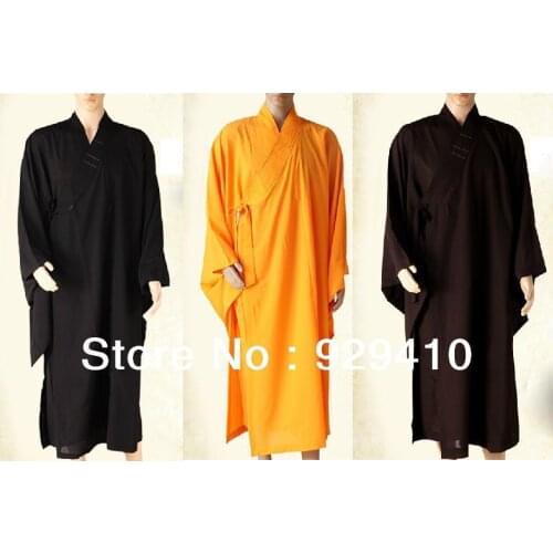 3colors zen high quality Buddhism uniforms Shaolin Buddhist lay monks suits meditation martial arts robeblack/brown/yellow