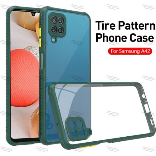 Soft Edge Transparent Case For Samsung Galaxy A42 A72 A52 A32 4G 5G M62 F62 S21 Ultra Plus Note20 Ultra A12 Tires Texture Bumper