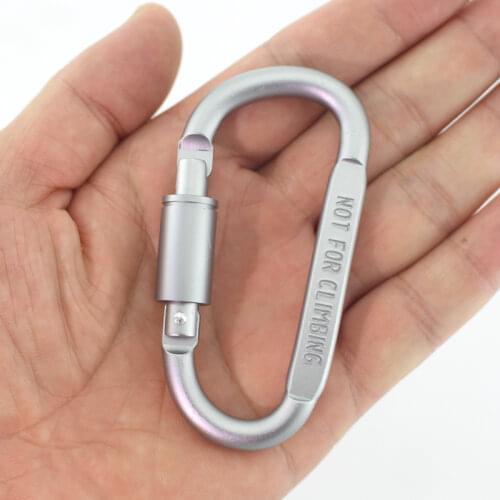 D Shaped Aluminum Climbing Screw Lock Carabiner Keychain Clip Hanging Hook Travel Kits for Outdoor Camping Hiking Rock Rescue