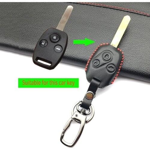 For Honda Accord Civic CR-V CRV CRV Remote Key Case Cover Car Style Fashion Men Top layer Leather Key Case 3 Buttons Key Shell