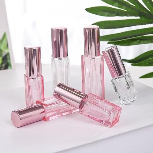 Pink Fragrance Atomizer Rose Golden Perfume Spray Bottle Refillable Travel Vials 5ml 10ml 10pcs/lot P280