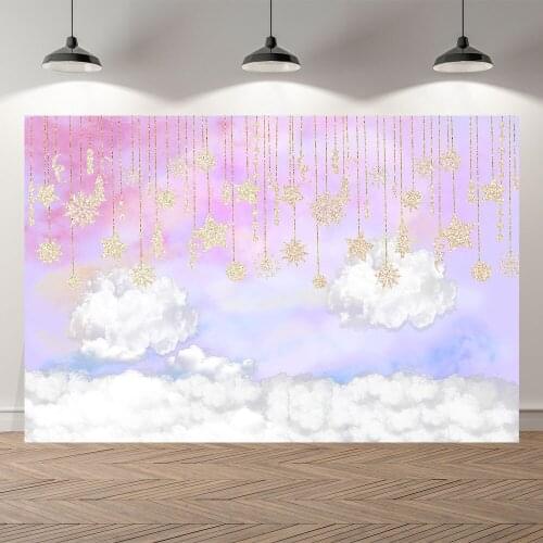Sky moon fairy tale Children star clouds Decor 1st birthday newborn baby shower Background Printed Photographic studio Backdrop