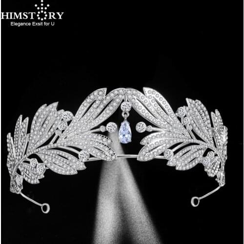 HIMSTORY AAA Rhinestone Crown for Royal Queen Bridal Tiaras Crowns Princess Diadem Headband Wedding Hair Jewelry