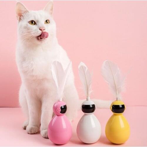 New Tumbler Toy Robot Shape Teaser Playthings Toy Pets Supplies Cats Interactive Toy For Kitten Puppy Durable Feather Toys
