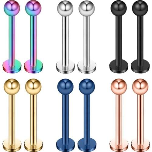 JFORYOU 12PCS 20G Surgical Steel Labret Monroe Lip Ring Tragus Helix Earring Stud Piercing Jewelry