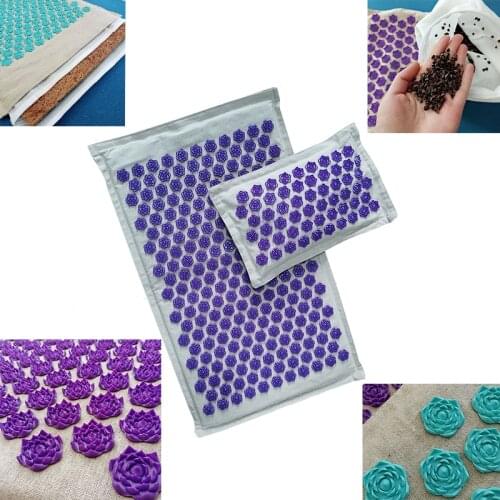 74*44cm Nature Linen Coconut Palm Massage Yoga Mat Sport Pillow Mat with Bag Lotus Spike Acupressure Mat Cushion Massage Pillow