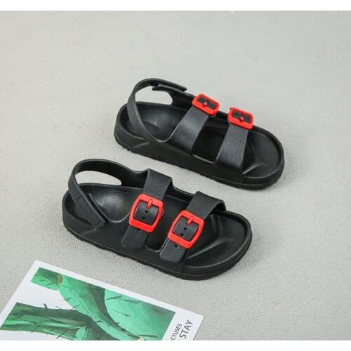 Fashion Toddler Infant Kids Baby Boys Girls Solid ColorsWaterproof Slides Adjustable Double Buckle Non-slip Beach Sandals#g4