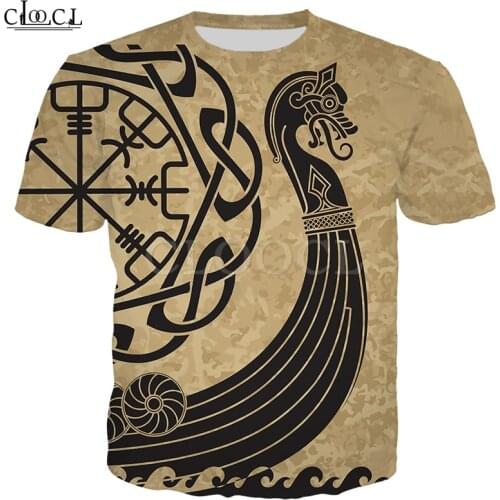 CLOOCL Pirate Ship 3D Print Viking Tattoo Men T Shirt Harajuku Summer Short Sleeve Street Casual Unisex T-shirt Drop Shipping