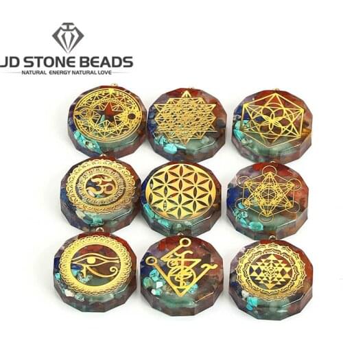11 Types Energy Seven Chakras Ogan Round Pendant Semi Precious Stone Yoga Healing Stone For Men Women Necklace Jewelry DIY gift