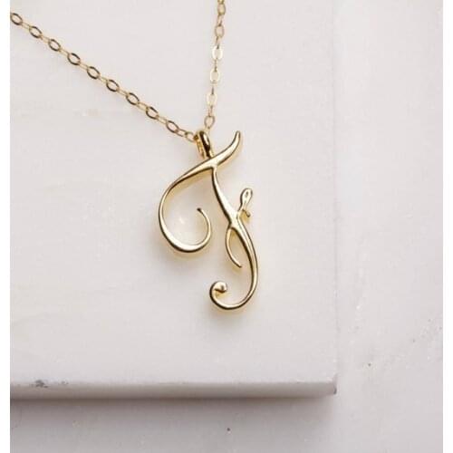 Gift Cursive America English word Letter F Family name sign pendant chain Necklace tiny USA alphabet Initial Letter mom jewelry