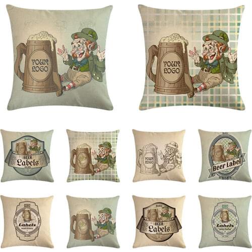 Beer Vintage Style Pillow Covers Cotton Linen Home Decor Car Throw Pillows Gifts Sofa Seat 45x45cm Cushion Cover