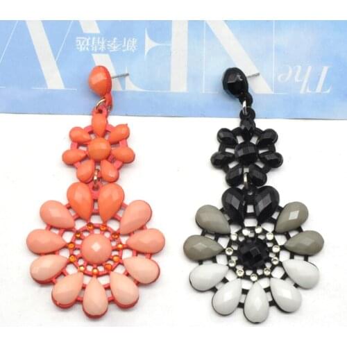 Colorful Rainbow Sunflower Shape Leather Women Drop Earrings