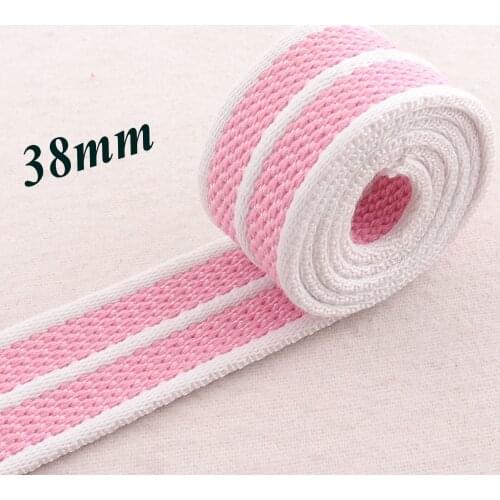 1 1/2" Pink White Striped Cotton Webbing canvas strap Belt Bag Purse Webbing handle By the Yard handbag supplies 38mm