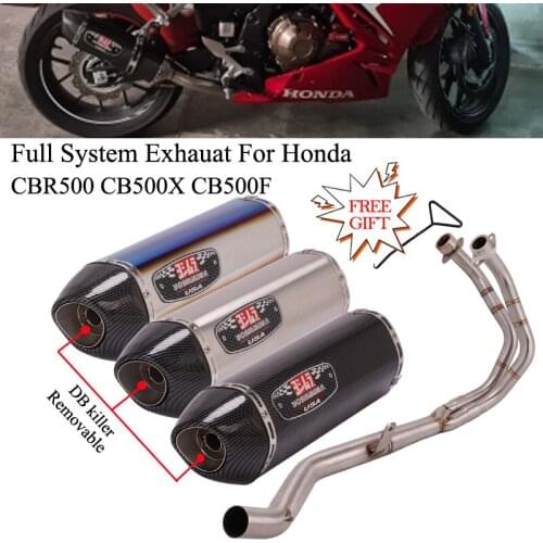 Full System Motorcycle Exhaust Modified Escape Modify Front Link Pipe Muffler DB Killer For Honda CBR500 CB500X CB500F CBR500R